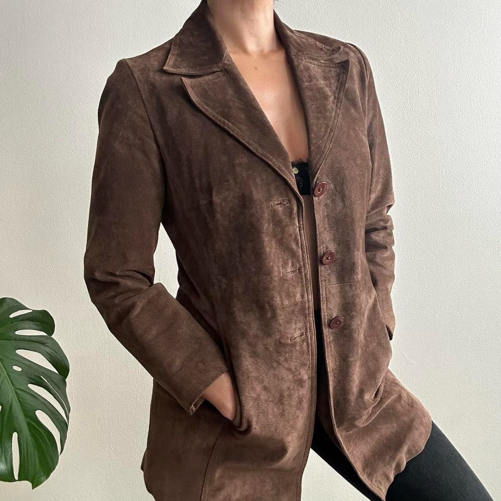 Vintage Chocolate Brown Suede Duster Jacket
